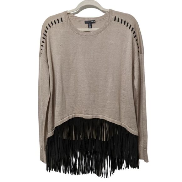 AQUA Wool Blend Fringe Oversized Sweater S - Picture 6 of 6